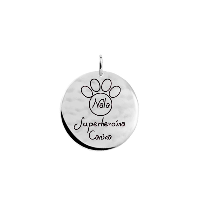colgante de plata con grabado para mascotas