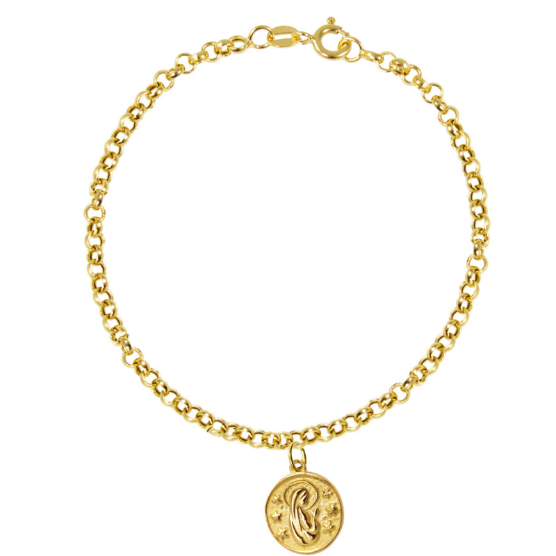 pulsera de oro con medalla de la virgen