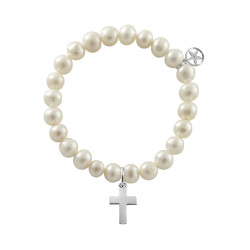 Pulsera bolas con cruz