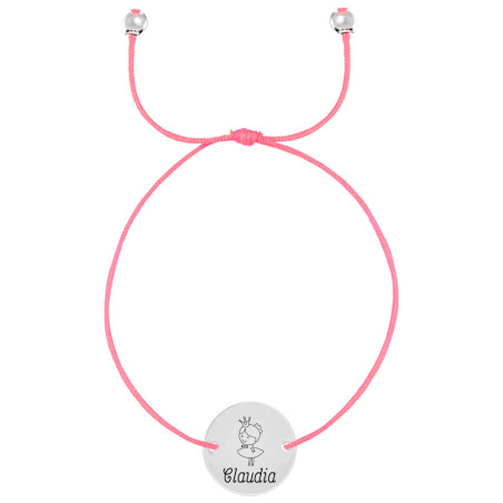 pulsera hilo rosa con medalla slim grabada