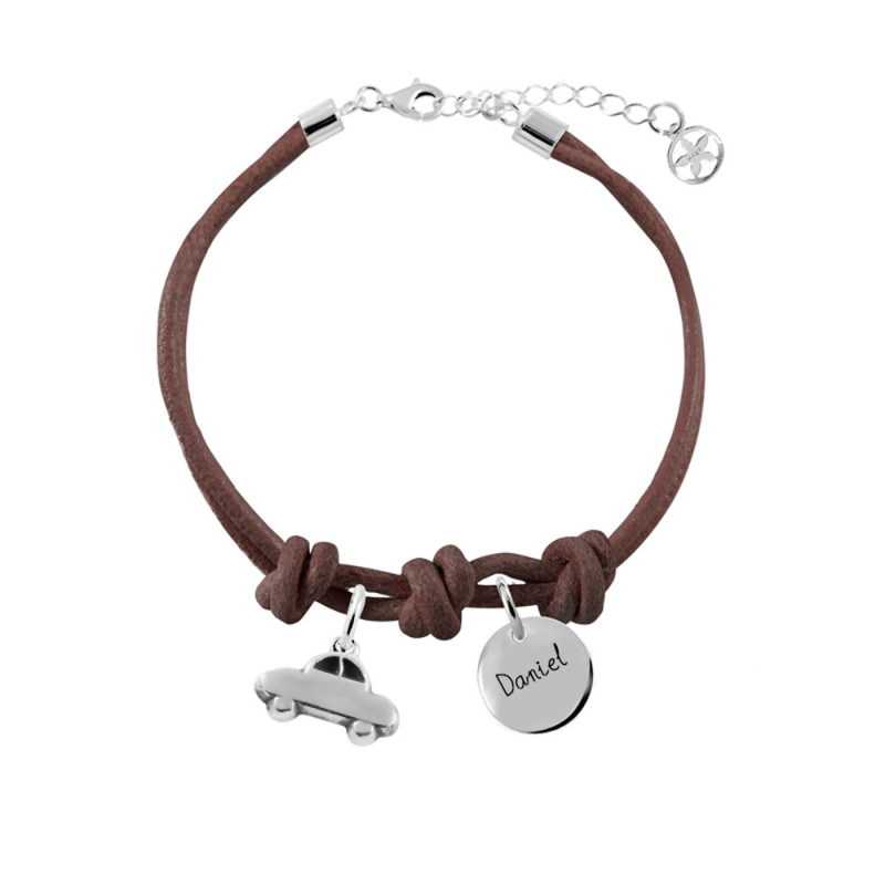 pulsera cuero marron coche