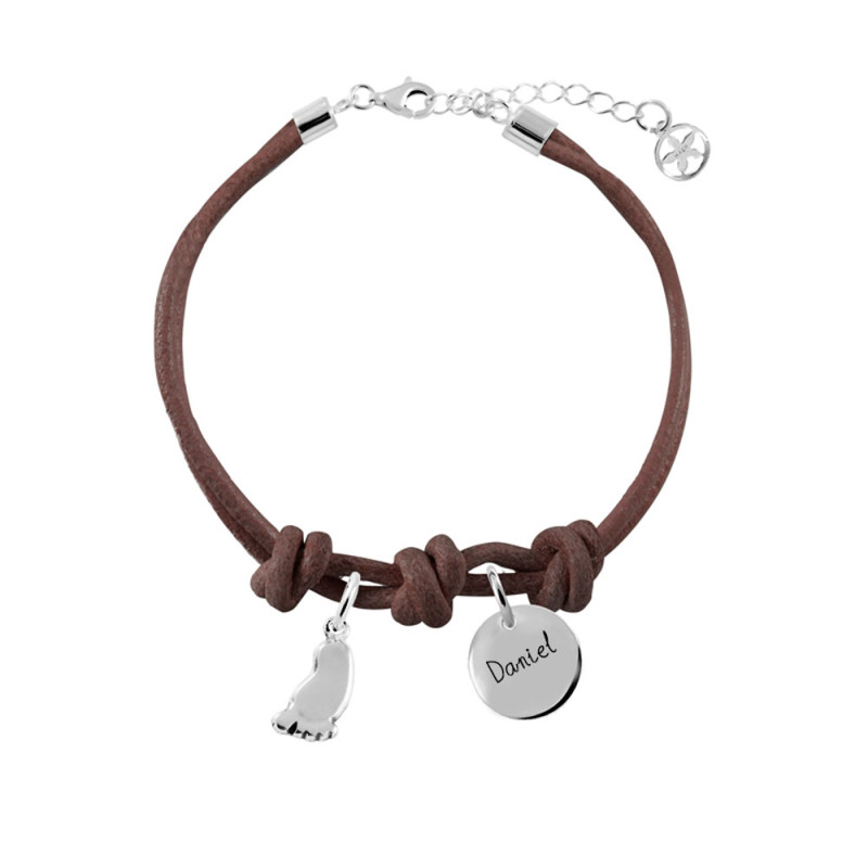 pulsera cuero marron pie