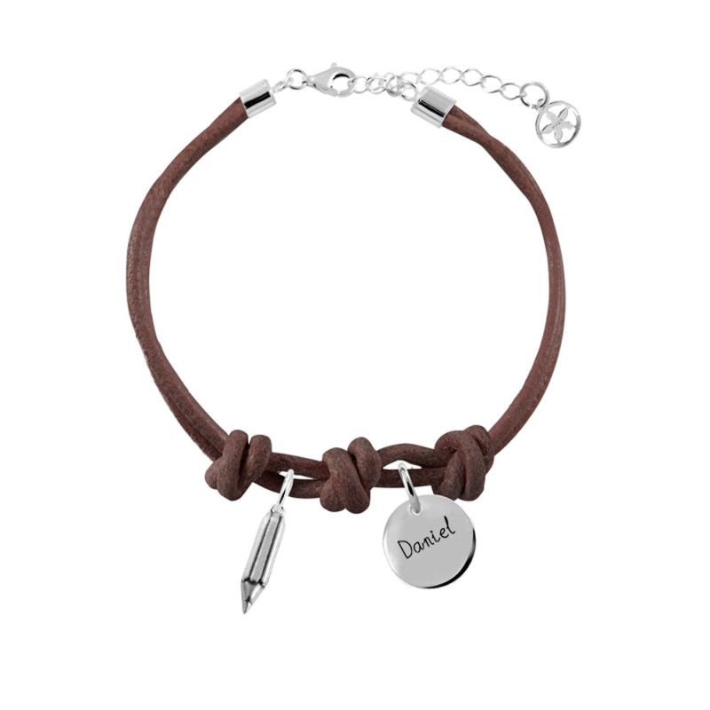 pulsera cuero marron lapiz