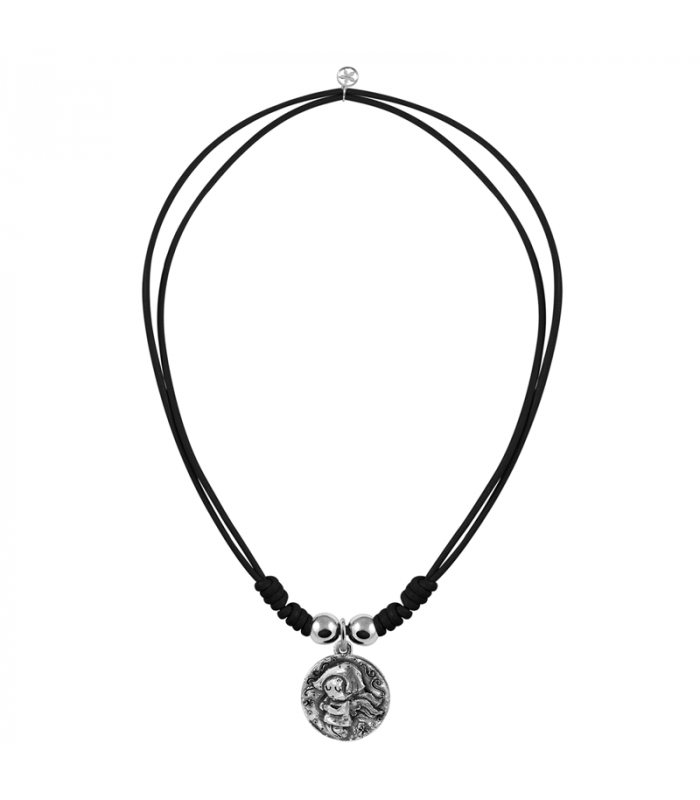 Leather cord with Angel medal