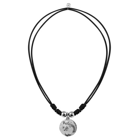 Leather cord with Angel medal – Silver necklaces – vista 8