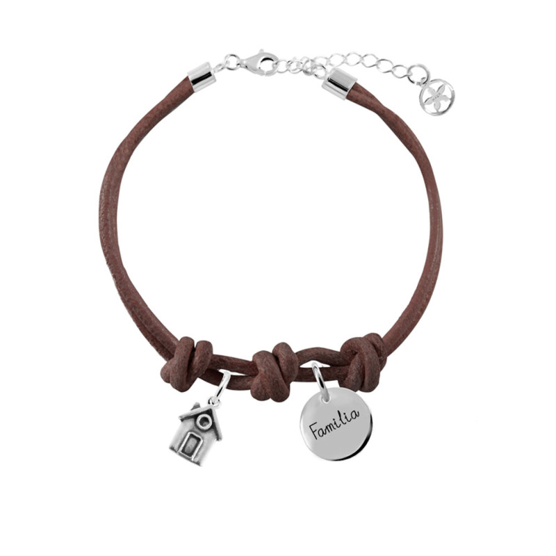 pulsera cuero marron casa