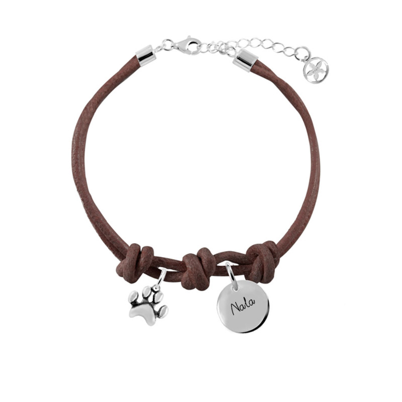 pulsera cuero marron huella