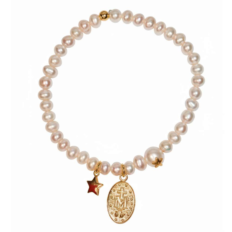 Gold-plated silver bracelet with pearls