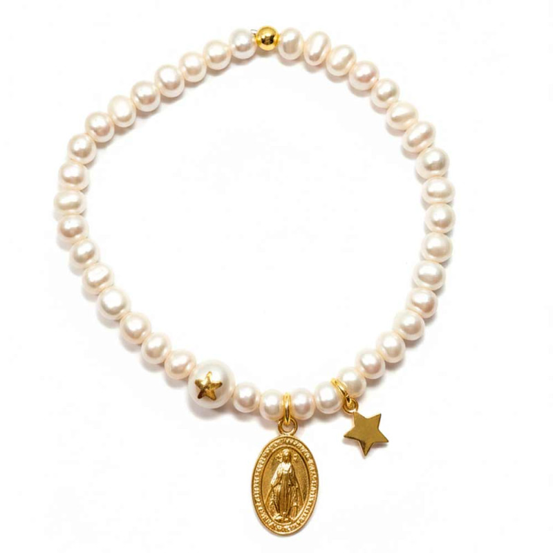 Pearl bracelet with Virgin medal