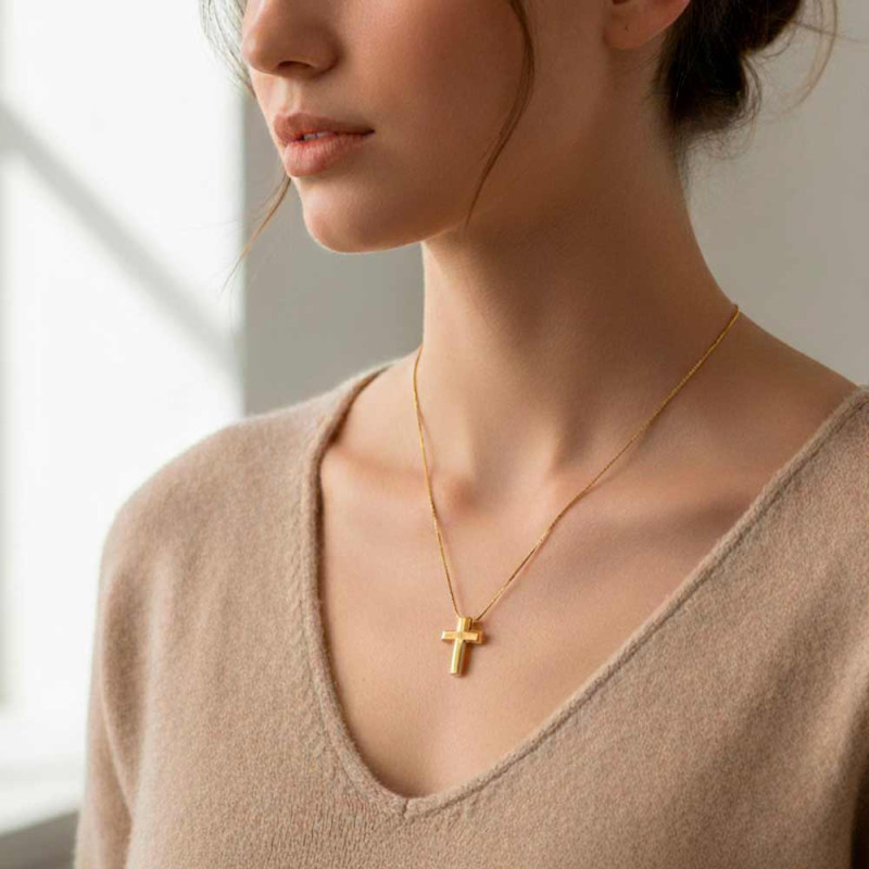 Gold Cross Pendant Necklace