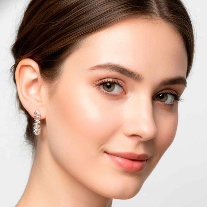 Silver hoop earrings with jasmine