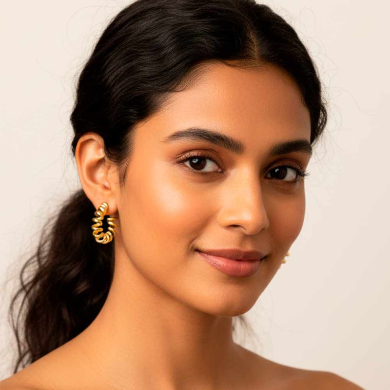 Golden Hoop Earrings with Jasmine