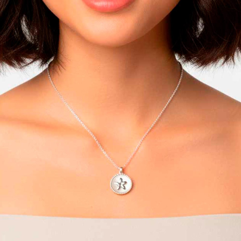 Silver Necklace with Mother-of-Pearl Medal