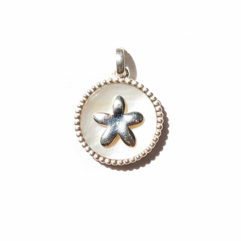 Mother-of-Pearl and Silver Jasmine Pendant