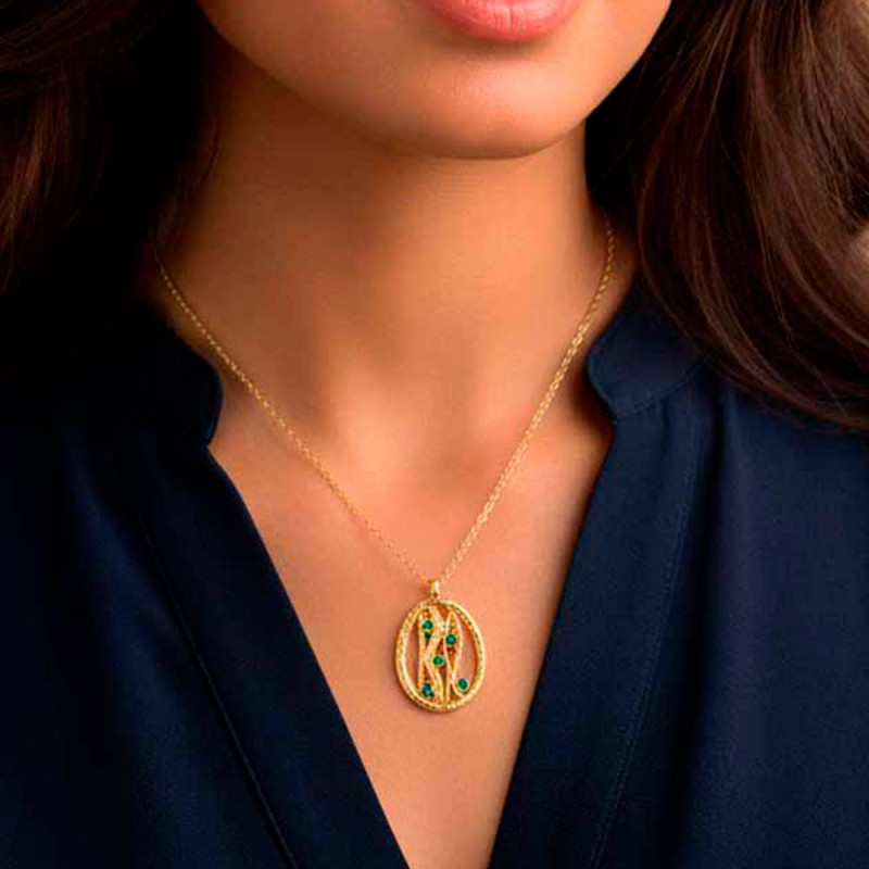 Gold Pendant with Cubic Zirconias