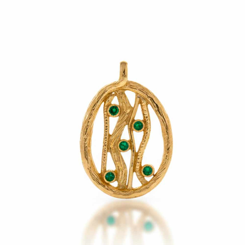 Gold Pendant with Green Cubic Zirconias