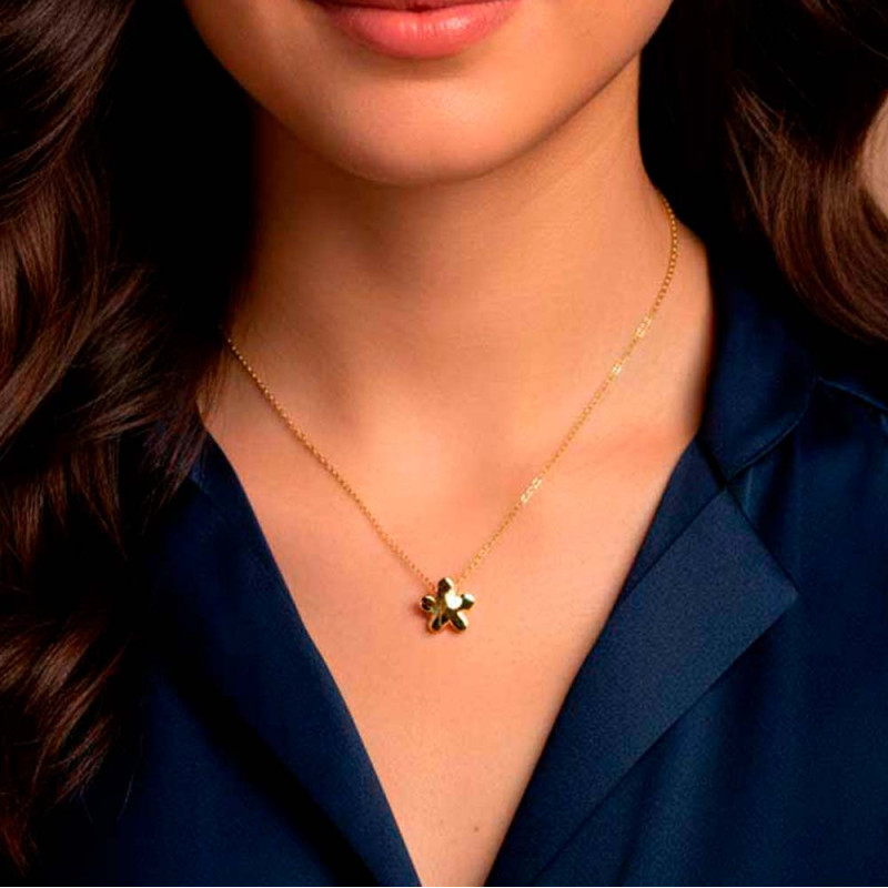 Silver Jasmine Necklace Plated in Gold