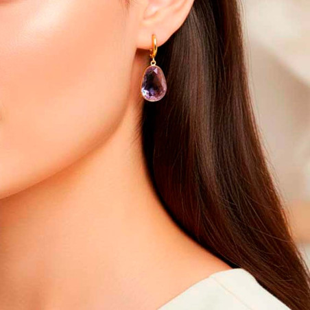 Long Gold and Amethyst Earrings