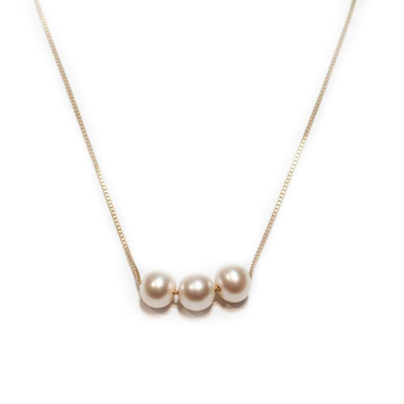 gold plated silver necklace with pearls