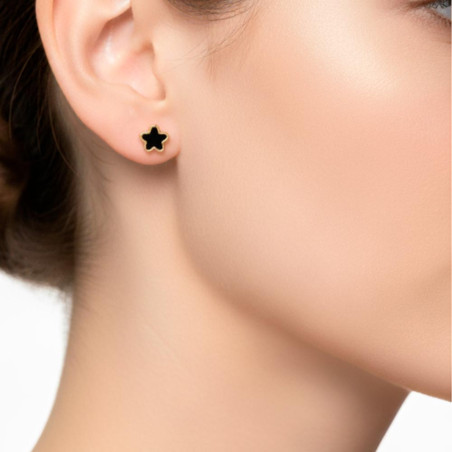 pendientes jazmin con esmalte negro