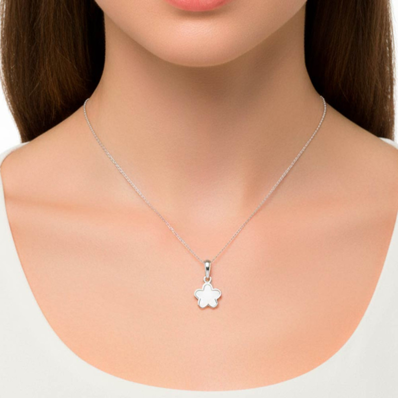 colgante jazmin con esmalte blanco