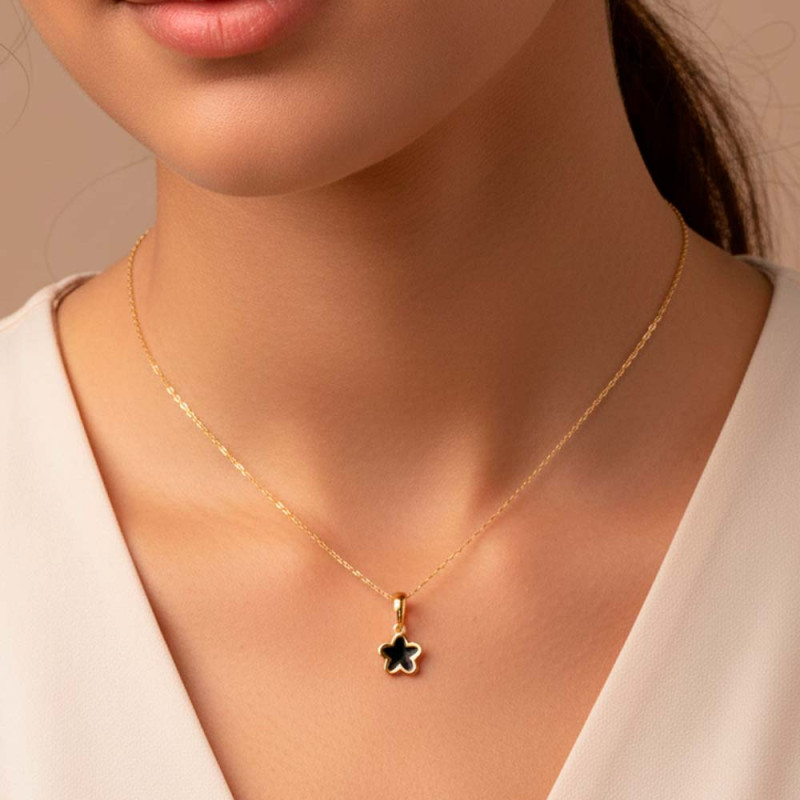 gold-plated jasmine pendant with enamel