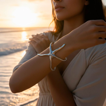 pulsera estrella de mar plateada