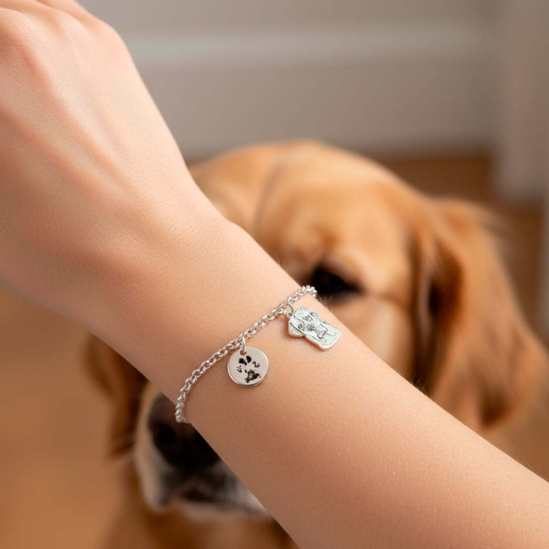 Pet bracelet with your dog's photo and footprint