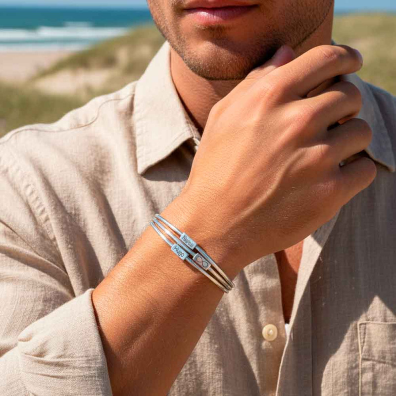 Personalized men's bracelet with name and infinity