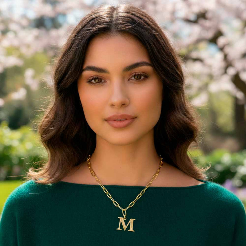 Gold-plated silver necklace with initial