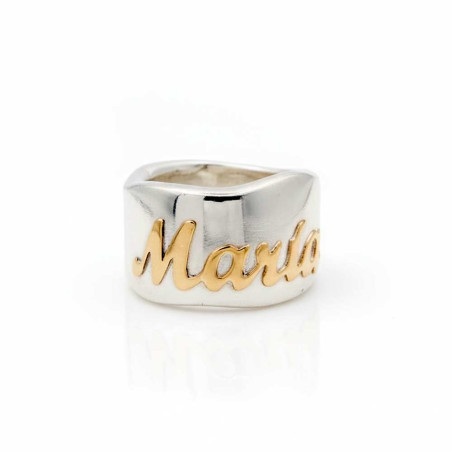 Maria name ring in gold and silver