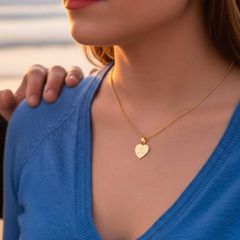 Personalized gold heart necklace