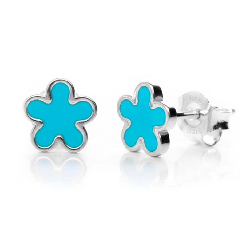 Pendientes jazmín esmalte azul