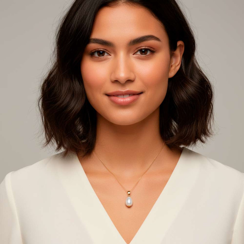 Colgante de Oro con Perla Lisa 28 mm | Joyería Hago