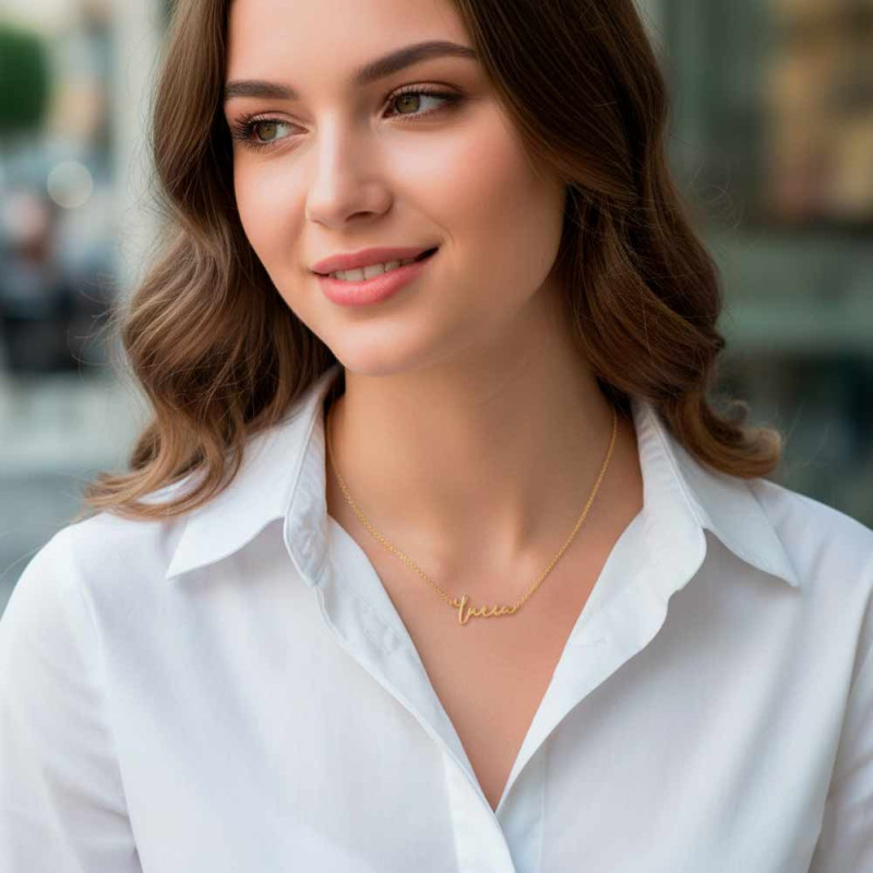 Gold Signature Name Necklace