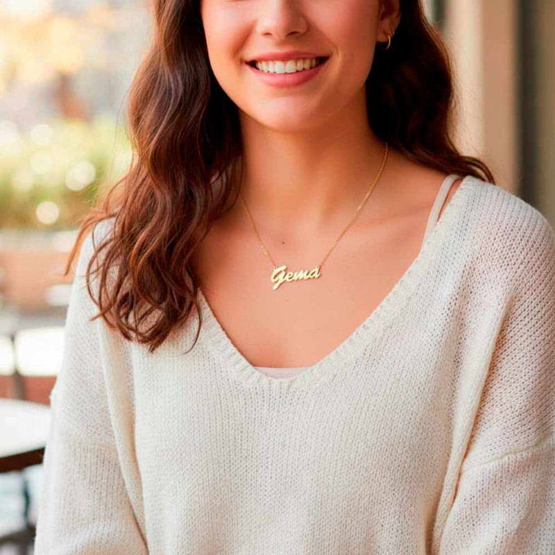 Silver nameplate necklace