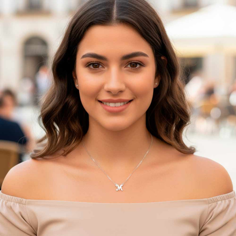 Personalized initial necklace in silver