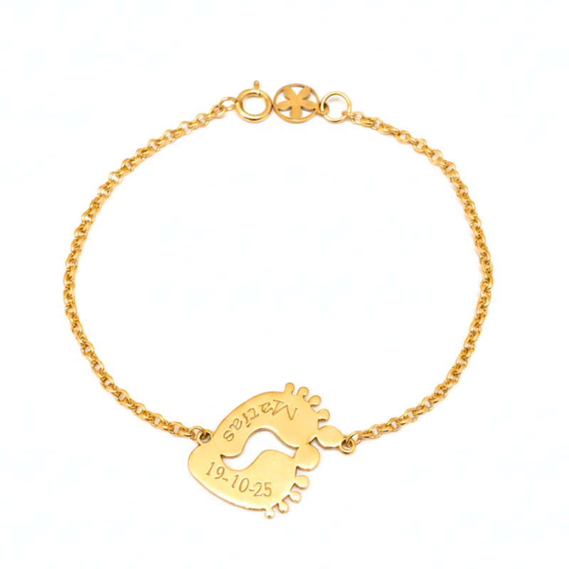 Personalized Gold Footprint Bracelet