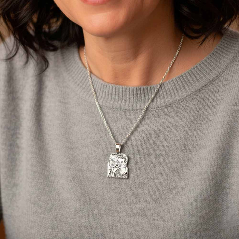 Colgante foto persona personalizada en plata