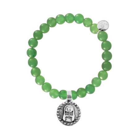 Green stone bracelet with medal