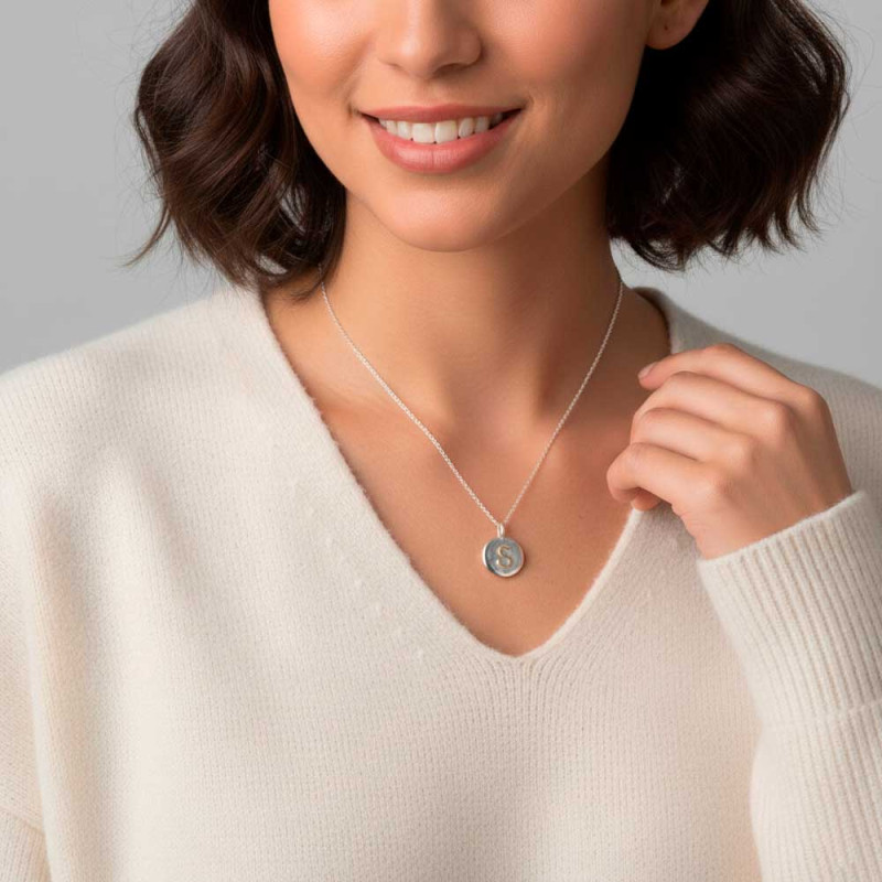 Silver Pendant with Gold Initial