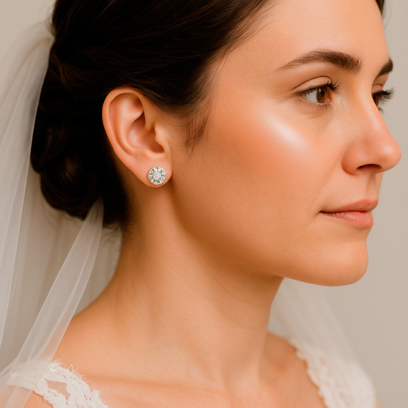 Pendientes boda de diamante y oro blanco clássic