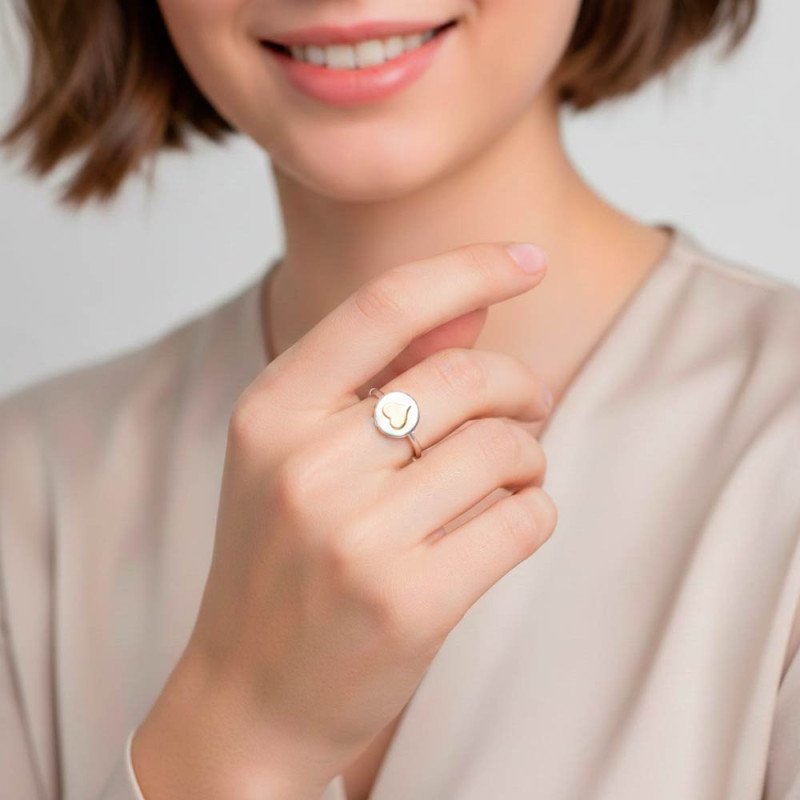 personalized ring with gold heart