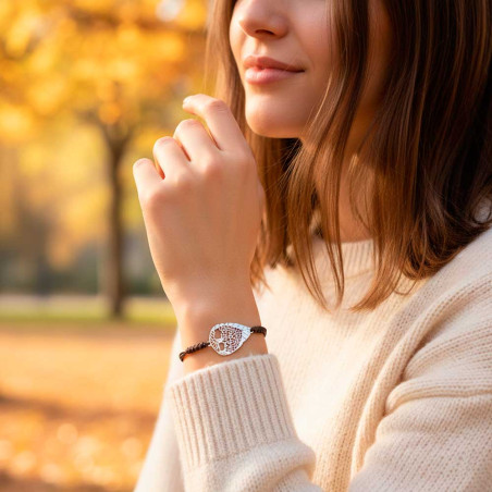 Pulsera oro hoja árbol de la vida otoño