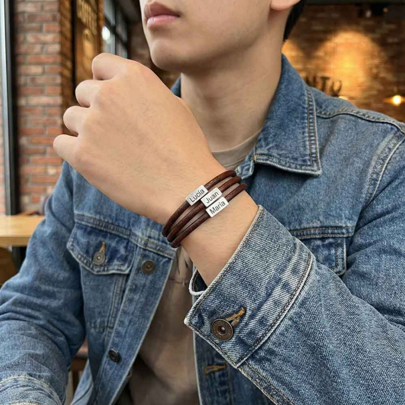 Pulseras Personalizadas Cubic en Plata y Cuero | Joyería Hago