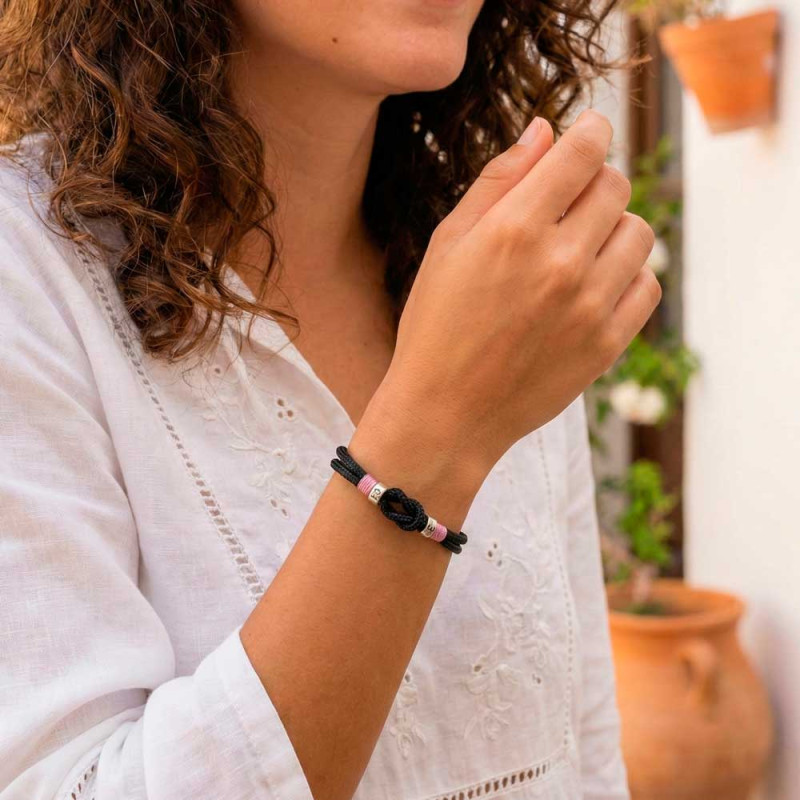 Pulsera mujer nombre con círculo ocho personalizada