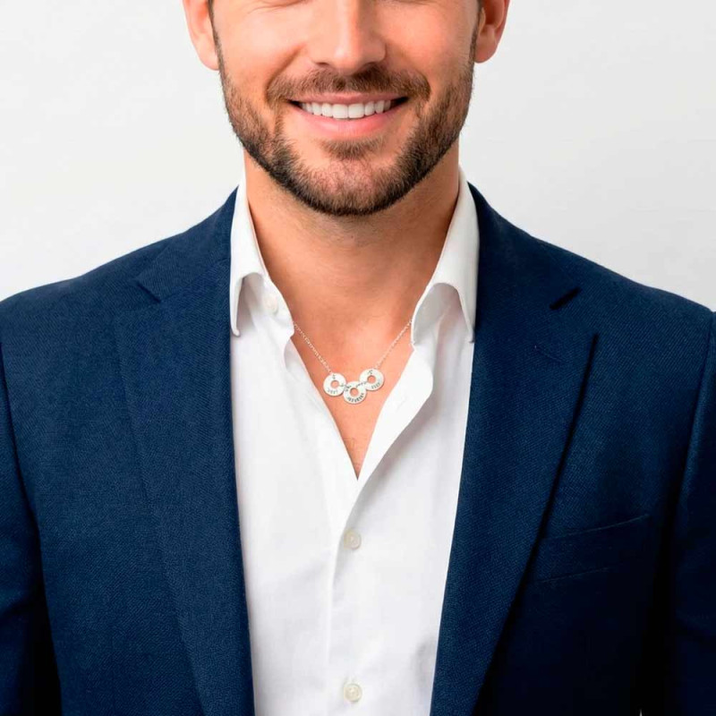 Personalized men's silver necklace with names