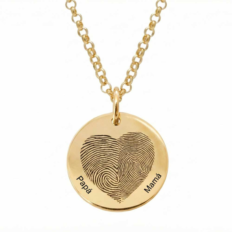 Golden necklace with footprints of lovers