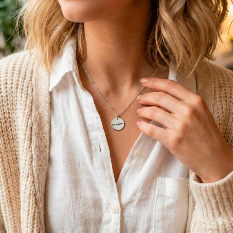 Personalized medal for women in sterling silver