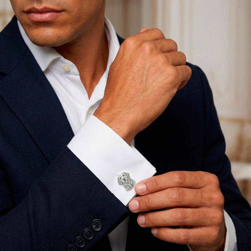 Gemelos hombre con foto perro personalizada